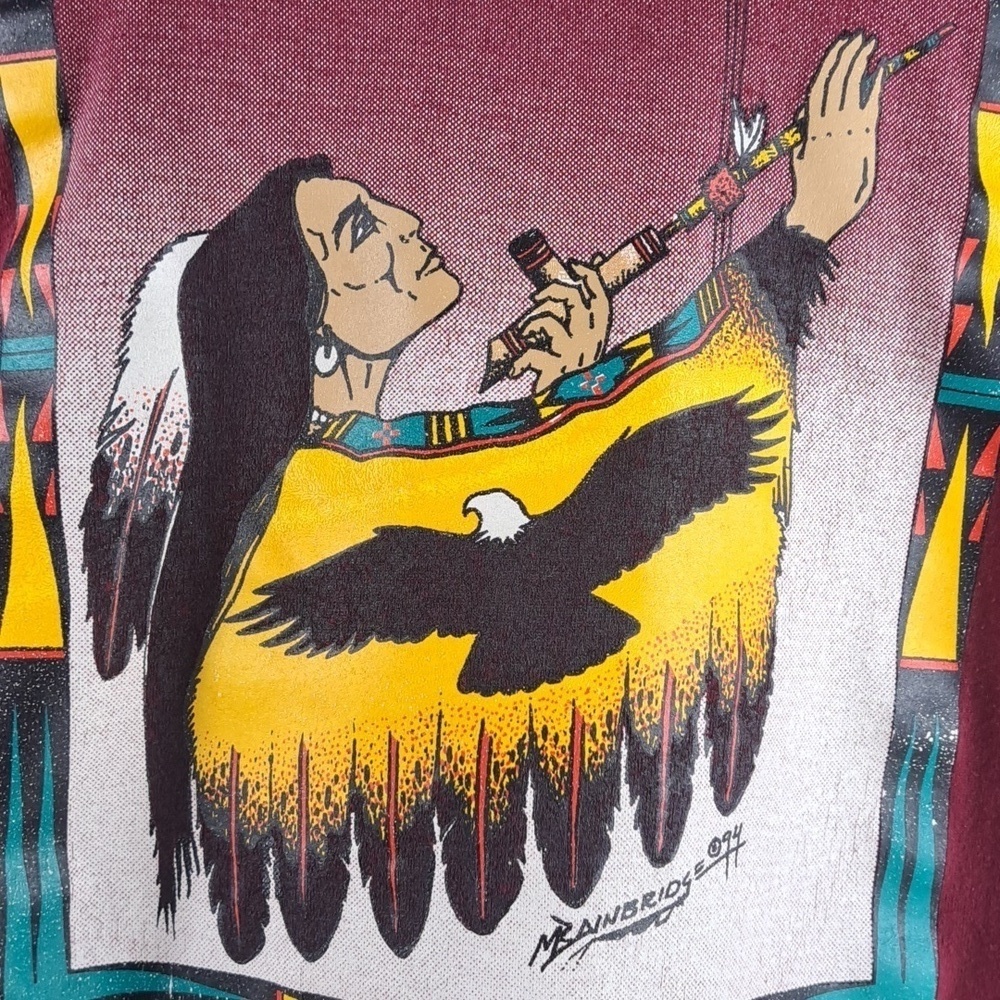 Vintage 1994 Melvin Bainbridge Native Creations peace pipe graphic XL t-shirt - Picture 4 of 7